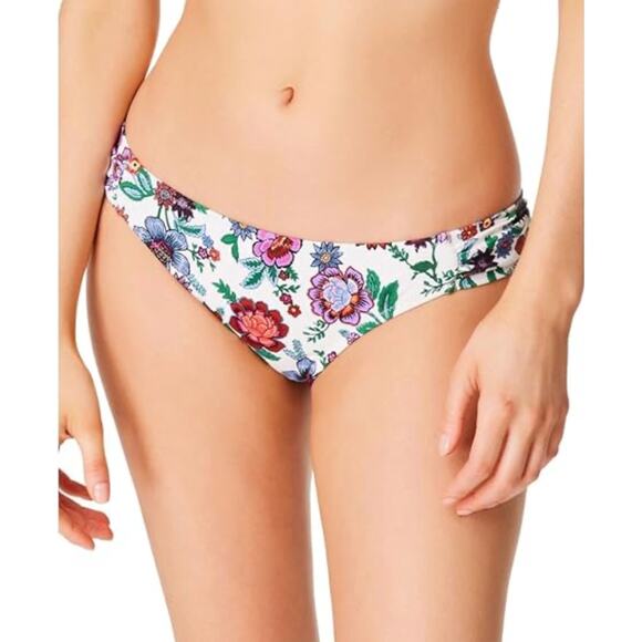 2/$15 NWT Jessica Simpson Floral Hipster Swim Bikini Bottoms Shirred Side Size S - Picture 1 of 6